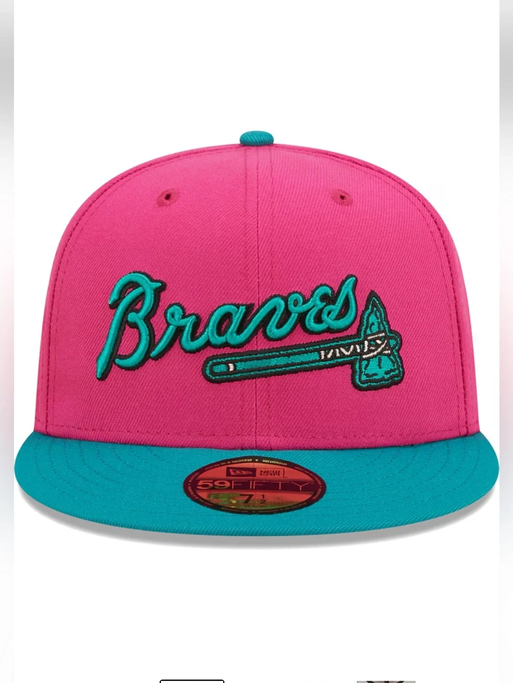 Atlanta Braves New Era Pink/Green Passion Forest 59FIFTY Fitted Hat 7-1/4